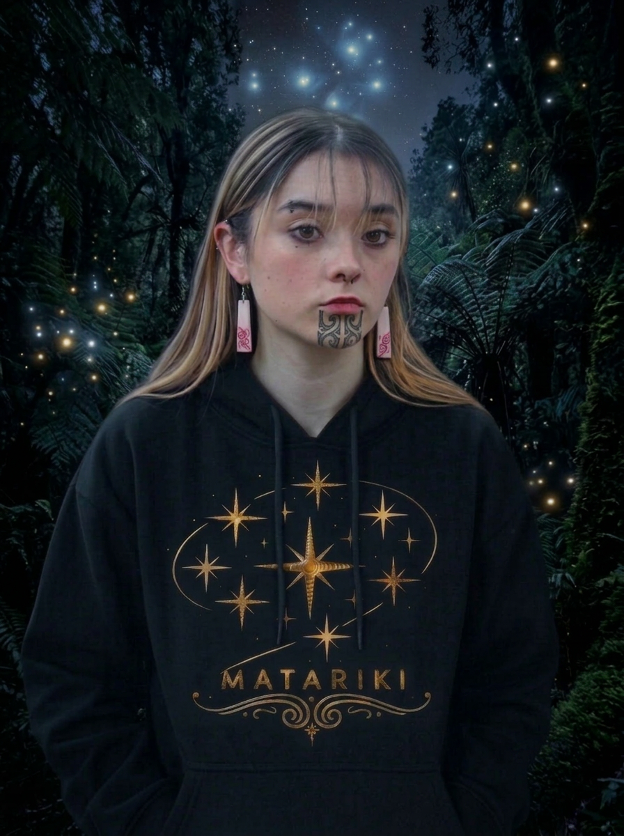 Matariki Hoodie golden stars